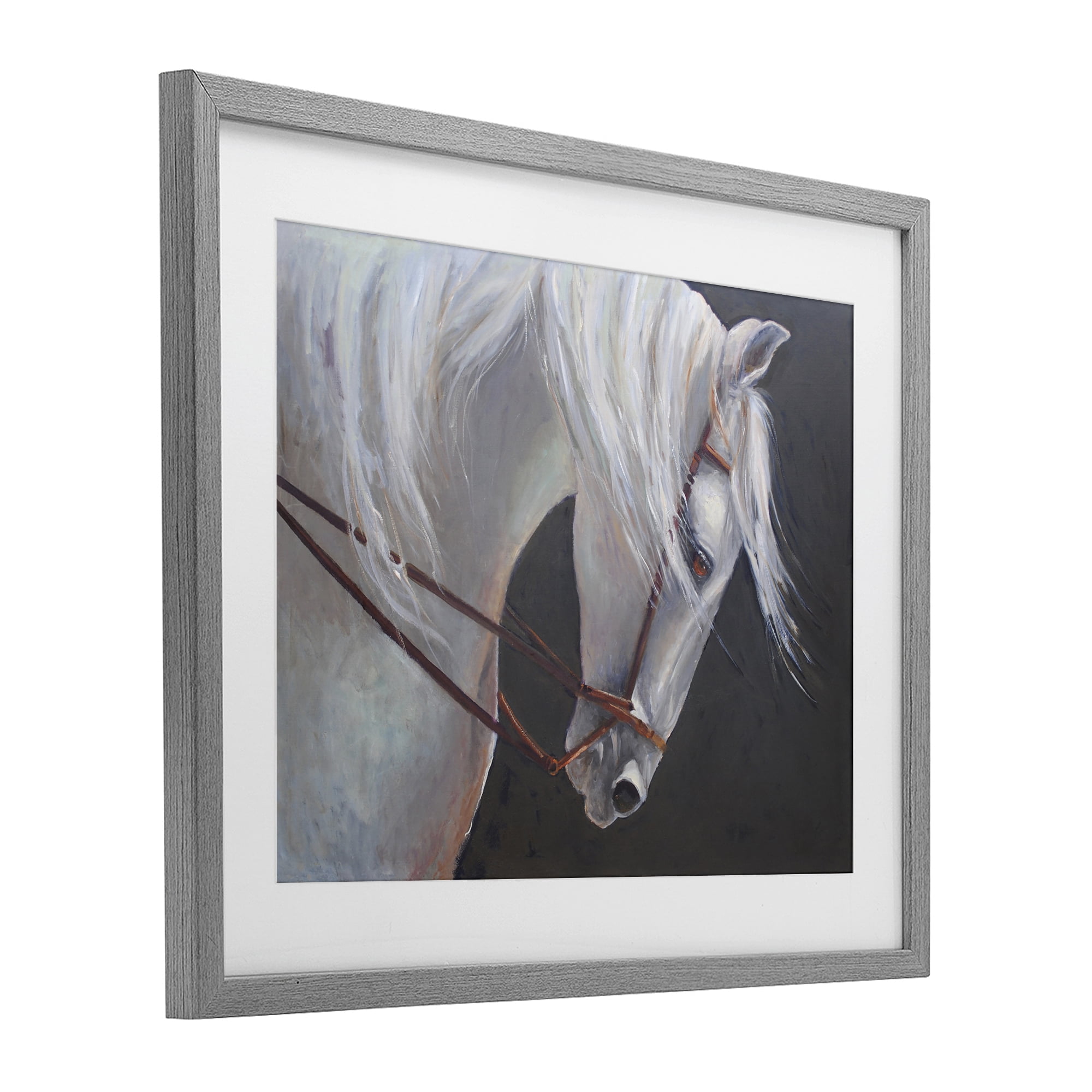Stupell Industries Majestic White Mare Gray Framed Print Under Glass, design by Jadei Graphics