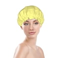 thumbnail image 3 of YFYANG Women's Double Waterproof Shower Cap, Yellow Reusable Hair Cap for All Hair Styles and Head Sizes, 3 of 9