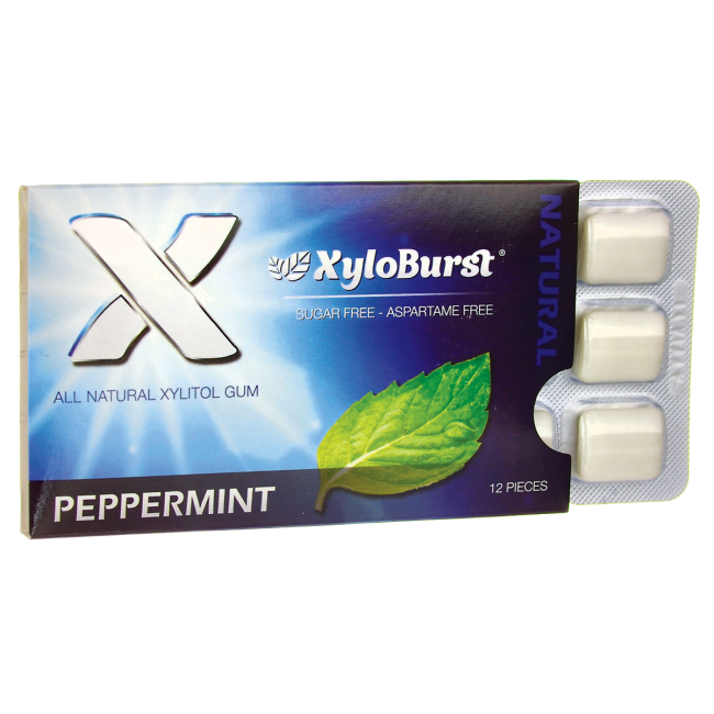 XyloBurst Xylitol Gum Peppermint 12 Pieces