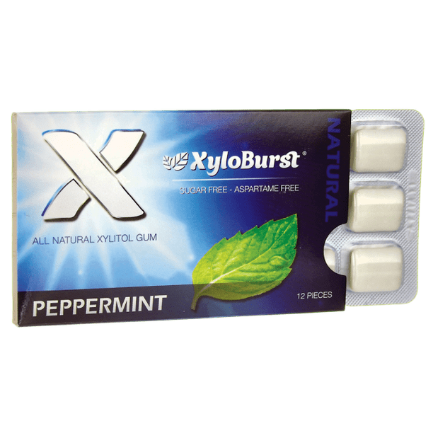 XyloBurst Xylitol Gum Peppermint 12 Pieces.