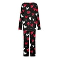 thumbnail image 6 of CZHJS Valentine's Day Long Sleeve Festival Party Holiday Loungewear Womens Pajamas for Women Set Plus Size Matching Outfits Pajama Wide Leg Pants and Scoop Neck Shirts Sets&nbsp; 2 Piece Pj Sets, 6 of 7