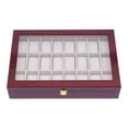 thumbnail image 5 of 24 Slot Walnut Wooden Watch Display Case Glass Top Jewelry Box Collector Gift, 5 of 12