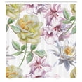 thumbnail image 3 of Ambesonne Floral Shower Curtain, Rose Petals Sakura Lily, 69"Wx84"L, Fern Green Pale Pink, 3 of 3
