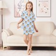 thumbnail image 6 of FORMRS Kids Short Sleeve Top and Pants Pajama Set Unisex Satin 2-Piece Sleepwear, Sizes 5-6Y, Blueberry Pancake Pattern, 6 of 8