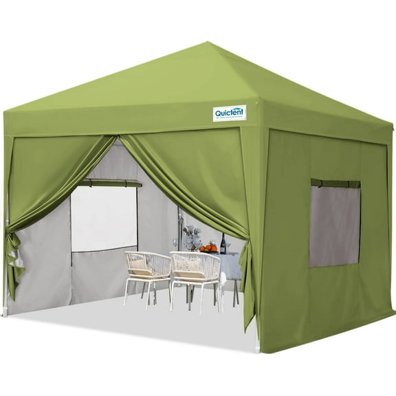 Quictent Privacy 10x10 EZ Pop up Canopy Tent Party Tent Gazebo with Sidewalls -Green