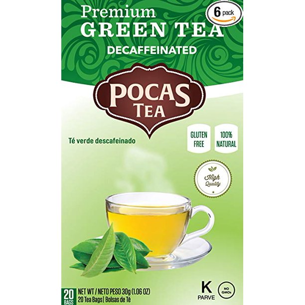 Pocas Premium Decaffeinated Green Tea, 1.06 Ounce, 20 Bags (Pack of 6