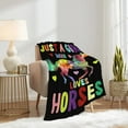 thumbnail image 3 of Just A Girl Who Loves Watercolor Horses Blanket Throw, Flannel Fleece Microfiber Lightweight Soft Cozy Luxury for All Season in Home Bed Sofa Chairs Dorm 60"x50" Blanket for Teens, 3 of 6