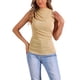 thumbnail image 1 of INSPIRE CHIC Camisetas sin mangas de cuello simulado arrugado para mujeres, ajuste delgado, camisetas de trabajo, color albaricoque, talla S, 1 of 1