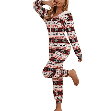 

Kayotuas Womens One Piece Ugly Christmas Pajamas Novelty Hooded Onesies Jumpsuit Rompers Sleepwear Clubwear