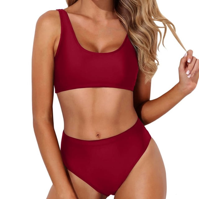 Trajes de Baño de Bikini de Mujer sin Mangas Set Acolchado de Empuje Sólido, Trajes de Baño de Bikini de Mujer Sexy Y de Apoyo