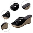 thumbnail image 6 of Platform Espadrilles Sandals for Women Wedges Heels Slip on Slides Casual Open Toe Strappy Beach Shoes Black Size 7, 6 of 6