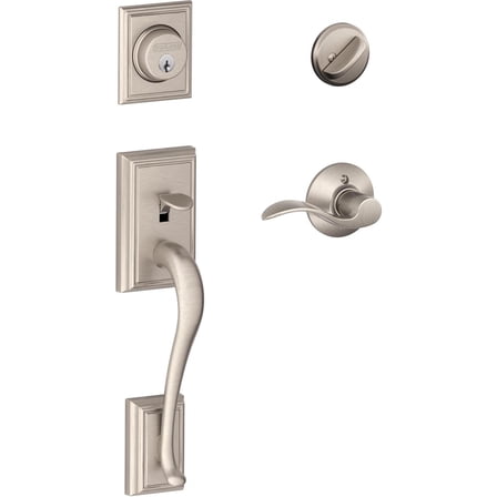 Schlage Addison Single Cylinder Handleset and Accent Lever, Satin Nickel (F60 V ADD 619 ACC)