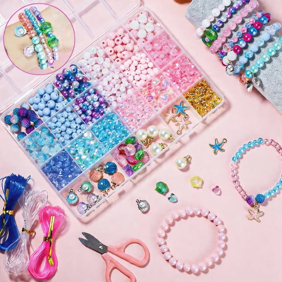 HEYMKGO Ocean Series Jewelry Making Kit - Enamel Shell & Starfish Pendant Beads for DIY Bracelet & Necklace Crafts, Creative Teen Gift for Bead Enthusiasts