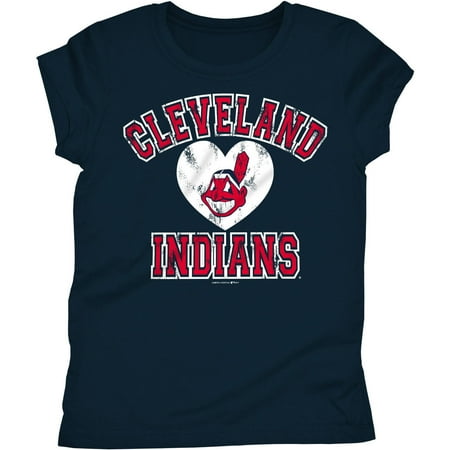 Cleveland Indians Mlb Crystal - MLB Cleveland Indians Girls Short Sleeve Team Color Graphic Tee