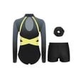 thumbnail image 2 of TSSOE Kids Girls Rhinestone Long Sleeve Gymnastics Unitard Figure Skating Bodysuit with Shorts Hairband Set Activewear Gray 8, 2 of 5