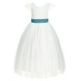 thumbnail image 2 of Ekidsbridal Girl Wedding Flower Girl Dress - Ivory Cap Sleeves V-Back Lace with Tiebow 622T-A (Size: 2-10), 2 of 3
