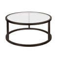 thumbnail image 1 of Pemberly Row Table Basse Base Ronde en Métal Pedastal en Finition Noire et Bronze, 1 of 8