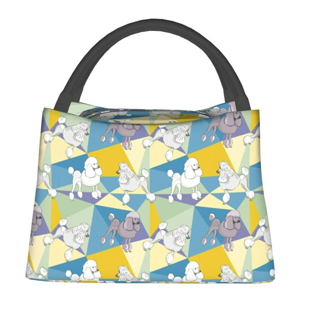 Fotbe Cute Poodle Dog Bolsa Térmica Portátil con Estampado, Bolsa de Entrega de Alimentos Aislada, Bolsa Reutilizable de Gran Capacidad para Comidas y Supermercado