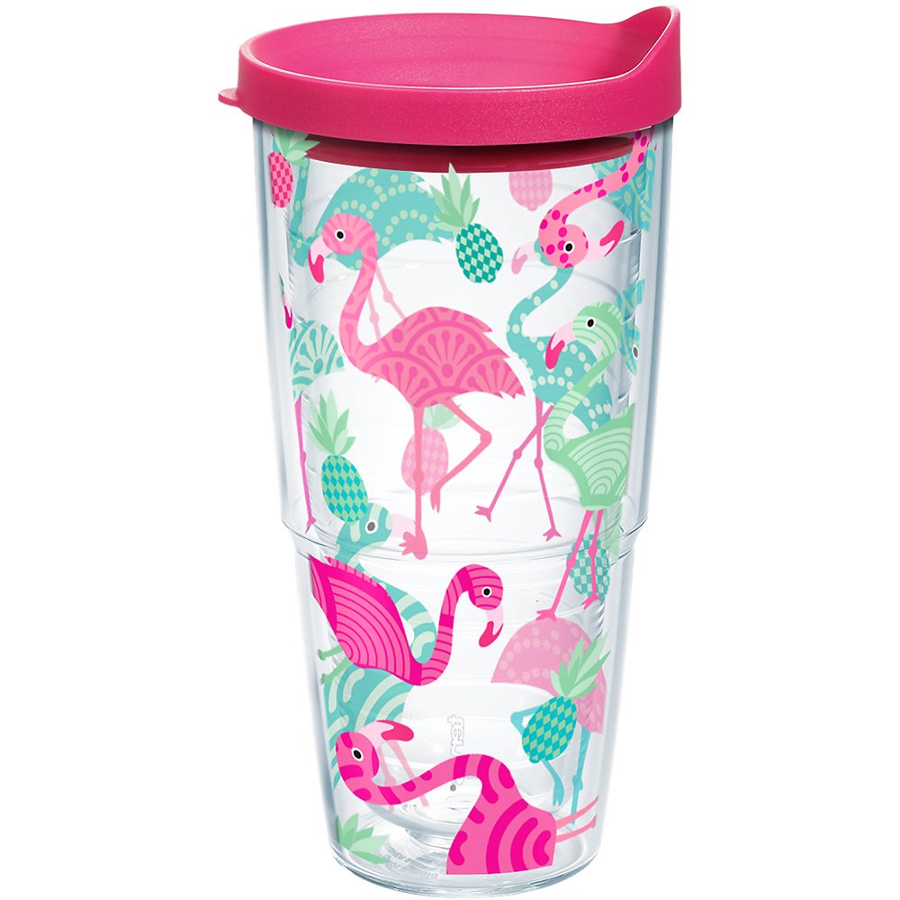 Tervis Made in USA Double Walled Flamingo Pattern Insulated Tumbler Cup Keeps Drinks Cold & Hot