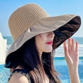thumbnail image 4 of Women Fisherman Hat Solid Color Decorative Lightweight Vinyl Portable Hear Isolation Layer Hollow Out Big Brim UV Protection Women Beach Hat Outdoor Supply, 4 of 8