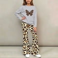 thumbnail image 4 of Spazoro Girls Outfit Set, Long Sleeve Crewneck Loose Fit Animal Print Elastic Waist Flared Leg Casual Graphic Top and Pants 2 Piece Outfits Gray Size 14-15, 4 of 8