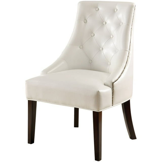 Bowery Hill Chaise d'Appoint Touffetée en Faux Cuir Blanc et Noir