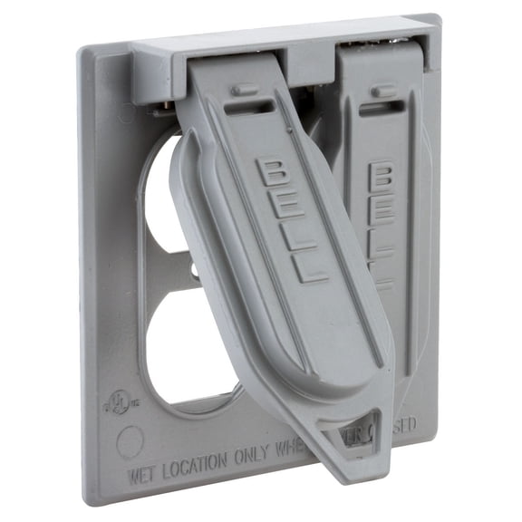 Bell Outdoor Duplex Outlet Plate - Aluminum, Gray, Powder-Coated - 4 Pack, 4.53 In.