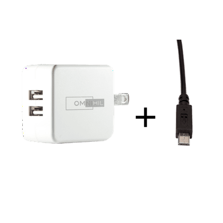 OMNIHIL Replacement 2-Port USB Charger+(15FT)MICRO-USB for Apogee Groove USB DAC and Headphone