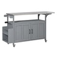 thumbnail image 6 of Harper & Bright Designs Outdoor Extendable Kitchen Island with Wheels, Patio Kitchen Cart with Foldable Stainless Steel Top, Portable Prep Station with Storage Cabinet and Towel Rack for Garden, Grey, 6 of 17