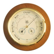Barometer with Thermometer and Hygrometer on 9" Cherry Wood with Brass Bezel.