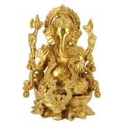 Brass World Brass Mangalkari Jewellery Ganesha Sitting On Lotus Spiritual Showpiece Puja Home Decor