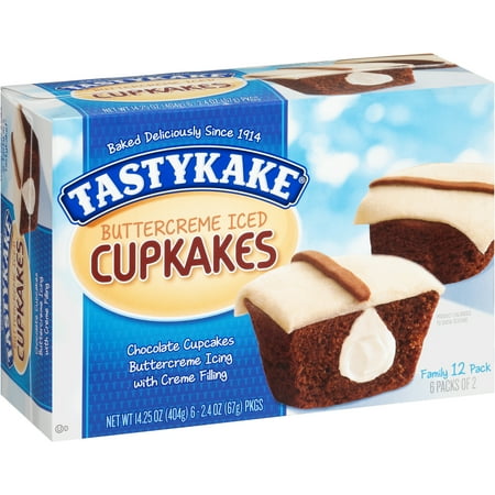 Tastykake Buttercreme Cupkakes, 12 Count, 6 Packs of 2 Cupcakes