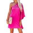 thumbnail image 1 of Txlixc Vestido corto de fiesta de club de verano con manga de murciélago suelta de un hombro para mujer Txlixc Sexy, 1 of 4