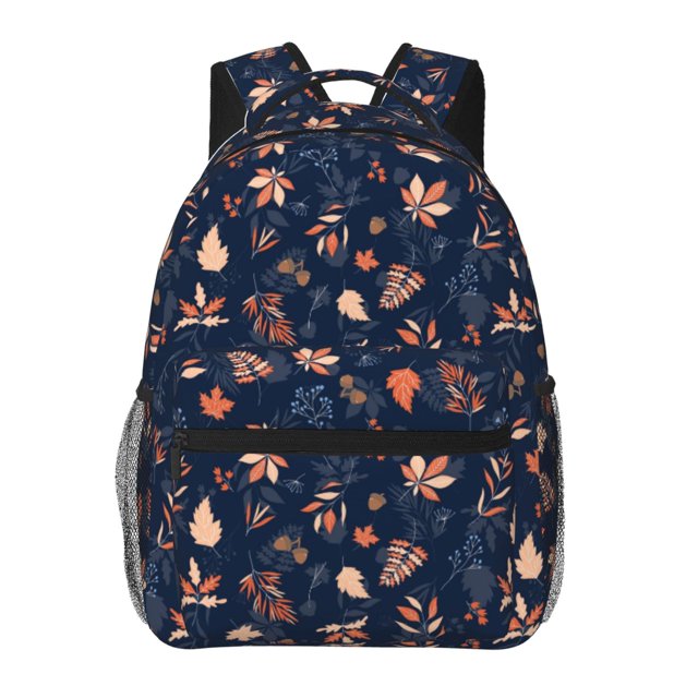 Easygdp Autumn Leaves With Blue Mochila Ergonómica Versátil para Laptop - Múltiples Bolsillos, Correas Ajustables, Unisex para Escuela, Viajes y Actividades al Aire Libre-One Size
