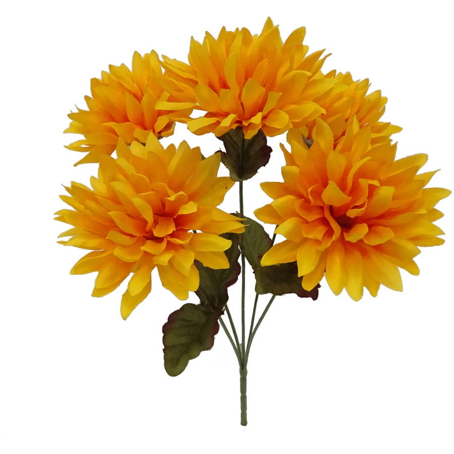 Artificial Yellow Mum Pick, 1 Each