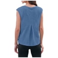 thumbnail image 4 of Charella Ladies Sleeveless Cotton Tank Tops 2024 Summer Tanks Tshirts Crewneck Solid Basic Tees with Side Splits (3X-Large, Navy), 4 of 7
