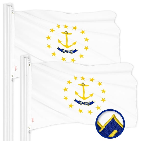 G128 2 Pack: Rhode Island RI No Golden Border State Flag | 3x5 Ft | ToughWeave Series Embroidered 300D Polyester | Embroidered Design, Indoor/Outdoor, Brass Grommets