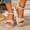 Beige, variant on Womens Espadrilles Sandals, Ankle Strap Open Toe Wide Width Summer Fashion Casual Wedge Shoes Black US6