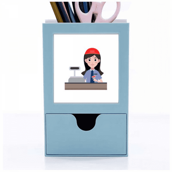 Service Cashier Supermarket Checkout Desk Supplies Organizer Pen Holder Card