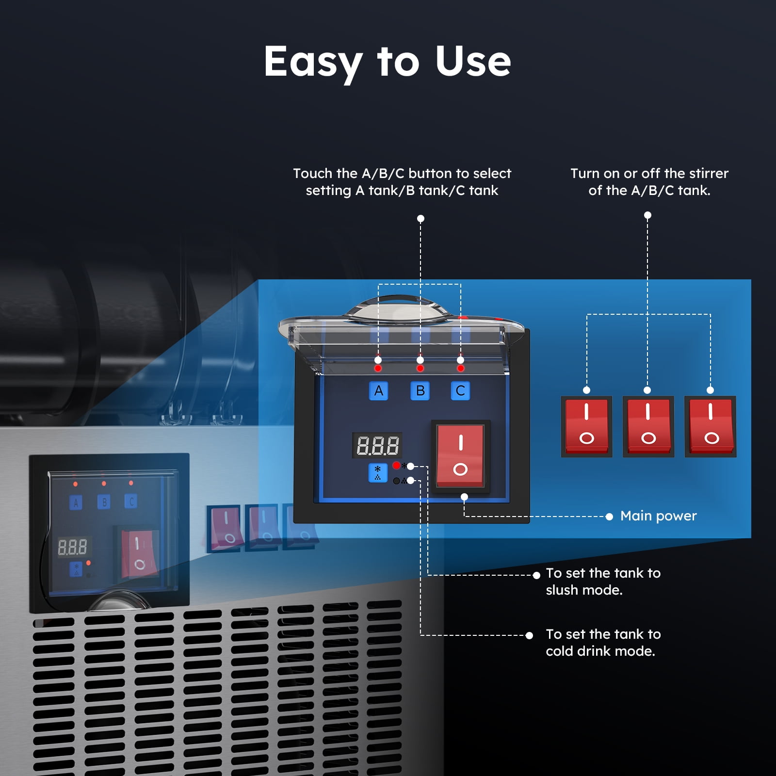 Commercial Slushy Machine, 3 Tank 45L Margarita Machine, Slush Frozen Drink Machine with Automatic Cleaning