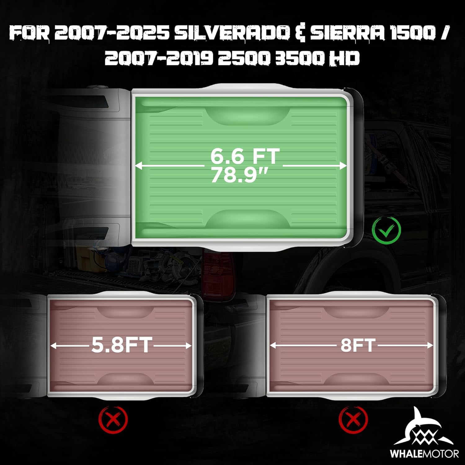 6.6ft Hard Tri-Fold Tonneau Cover Truck Bed for 2007-2026 Silverado/Sierra 1500