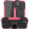 thumbnail image 1 of FFIY for iPhone 13 Case, Heavy Duty Hybrid Slim Dual Layer Rugged Rubber Hybrid Hard/Soft Impact Armor Defender Protective Case with Kickstand for iPhone 13 6.1 Inch (Pink), 1 of 5