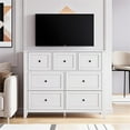 thumbnail image 3 of Twister.CK 7 Drawers Dresser, Modern Chest of Drawer Storage Cabinet Drawer Unit, Wood Organizer TV Stand for 48" TV, Bedroom, Living Room, Entryway, White, 3 of 9