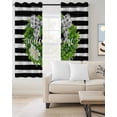 thumbnail image 2 of Flower Wreath Kitchen Curtains Farmhouses Bow-Knot Black Stripes Cafe Short Curtains for Bathroom Blackout Window Curtain Grommet Small Window Treatment Tier Drapes for Bedroom Living Room 52"x45"x2, 2 of 9