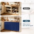 thumbnail image 4 of Navy Blue Pure Color Cabinet Curtains 32"W x 55"L,Dustproof Sink Skirt Curtain for Kitchen Bathroom,Aesthetics Contemporary Luxury Adhesive Desk Skirt Door Cover Curtains for Pantry Office Closet, 4 of 8