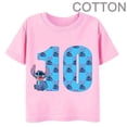 thumbnail image 3 of Camiseta de algodón para niños de Disney con combinación de nombre y dígitos 1, 2, 3 y 4 de PINK Stitch, dibujos animados Kawaii, informal, para niñas y niños, estilo Harajuku, 3 of 5