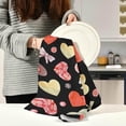 thumbnail image 3 of Watercolor Heart Bowknot Dish Towels Set of 1, Sweets Valentine Washable Tea Towels Dishcloths Lint-Free 18x28 Inch Fast Drying for Home Kitchen Clean, 3 of 7
