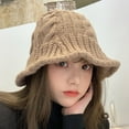 thumbnail image 4 of Fisherman Hat Breathable Twist Braid Solid Color Sun Protection Plush Bucket Cap for Winter, 4 of 10