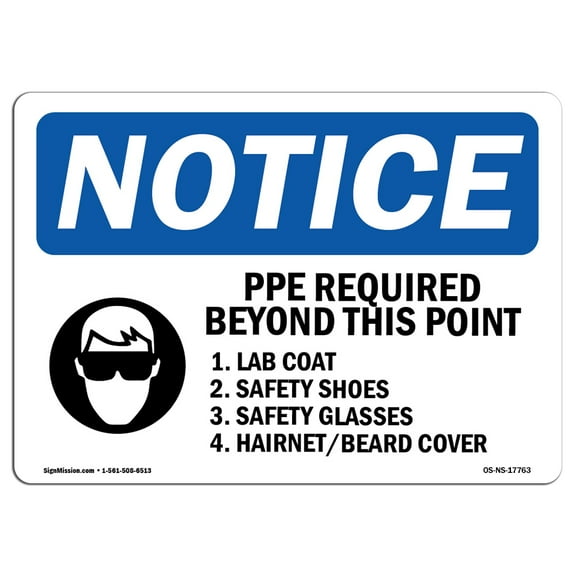 OSHA Notice Sign - PPE Required Beyond This Point Sign With Symbol | Decal | Protect Your Business, Construction Site |  Made in the USA
