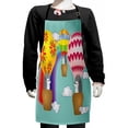 thumbnail image 1 of Hedgehog Kids Apron, Sketch Animals Flying in Hot Air Balloons with Various Motifs Flowers and Chevrons, Boys Girls Apron Bib with Adjustable Ties for Cooking Baking Painting, Multicolor, by Ambesonne, 1 of 2